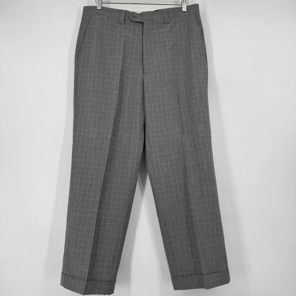 Steve Harvey Grey Glen Plaid 3-Piece Suit Mens 40R Jacket 34W Pants Vest